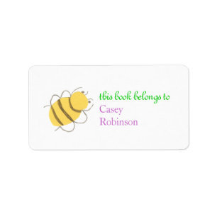 Personalisiertes Buchzeichen der kleinen Biene Adressaufkleber