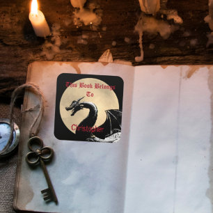 Personalisiertes Buchzeichen des Mythischen Drache Quadratischer Aufkleber