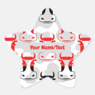 Personalisiertes Buchzeichen Funny Moody Cows Must Stern-Aufkleber