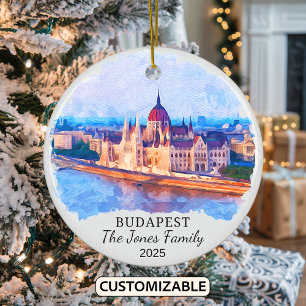 Personalisiertes Budapester Ornament, Ungarn Keramik Ornament