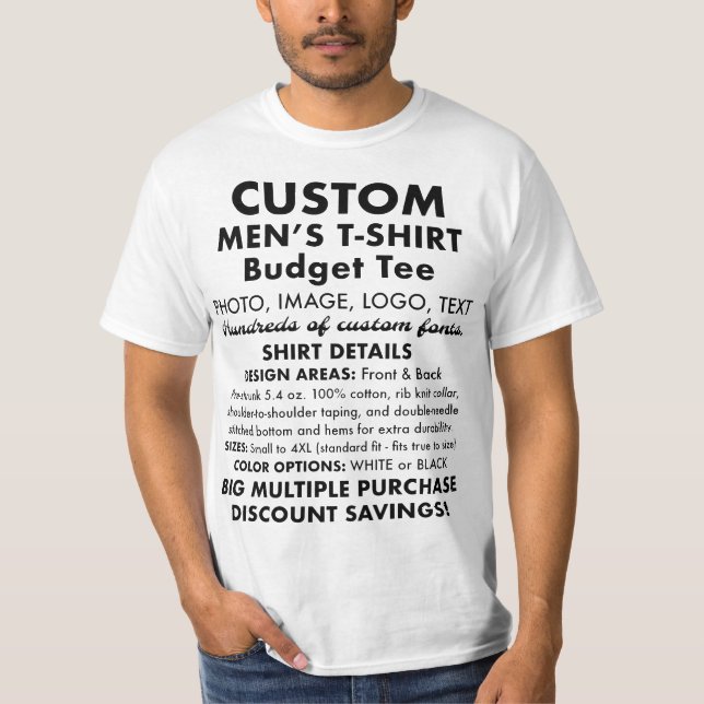 Personalisiertes Budget für Männer Weißer T - Shir T-Shirt (Vorderseite)