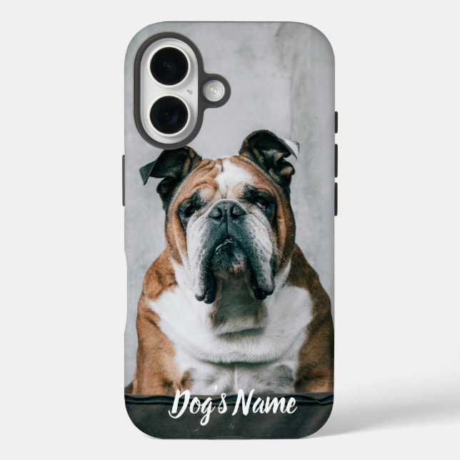 Personalisiertes Bulldog-Foto und Name Case-Mate iPhone Hülle (Rückseite)