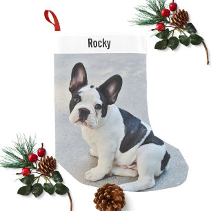 Personalisiertes Bulldog-Foto und Name des Bulldog Kleiner Weihnachtsstrumpf