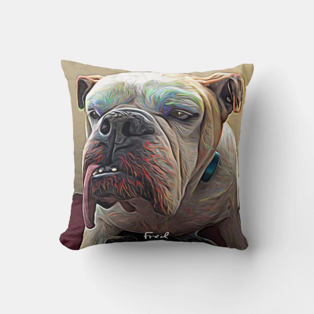 Personalisiertes Bulldogdartrait Kissen (Vorderseite)