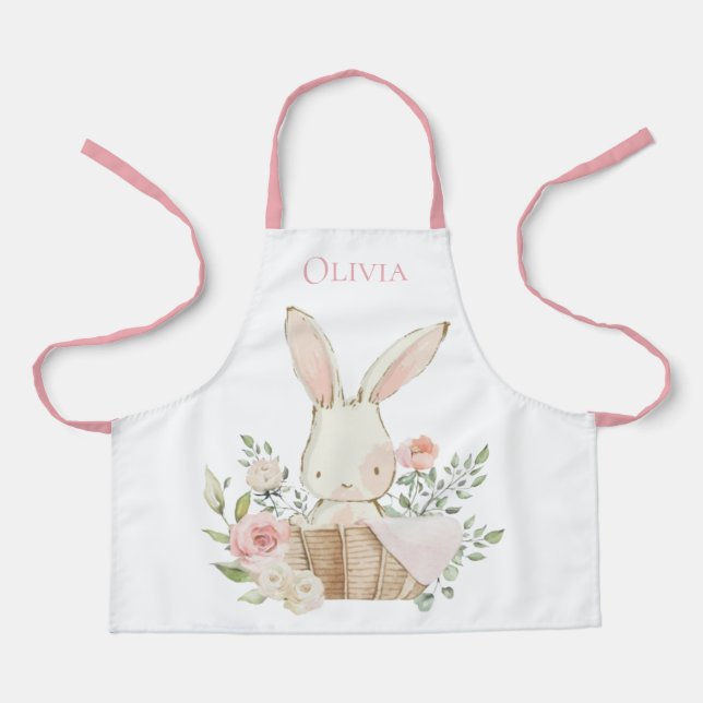 Personalisiertes Bunny Rabbit Pink Schürze (Vorderseite)