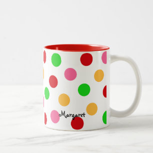 Personalisiertes buntes Polka-Punkt-Muster Zweifarbige Tasse