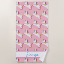 Personalisiertes buntes Regenbogenunicorn-Badetuch