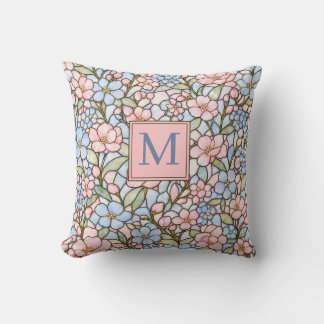 Personalisiertes Buntglas in Pastellrosa und Blau Kissen