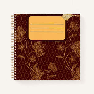 Personalisiertes Burgund & Gold Blumen-Kronen-Noti Notizbuch