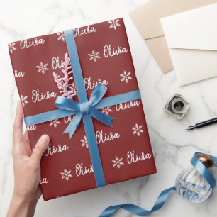 Personalisiertes Burgunder-Trendmuster Geschenkpapier