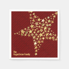 Personalisiertes BURGUNDY Gold Stars Paper Serviette