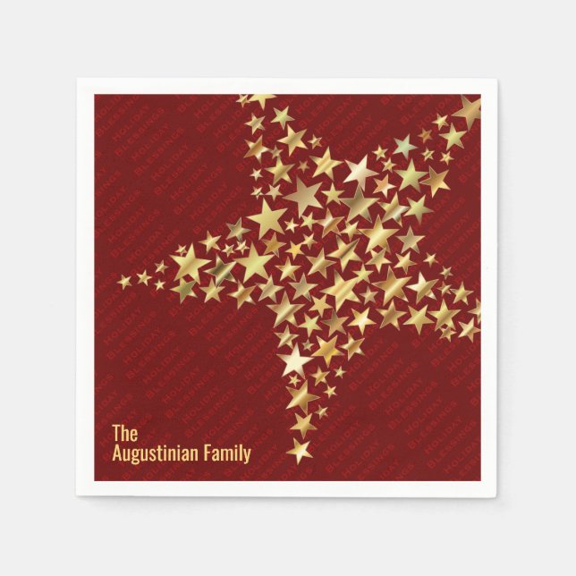 Personalisiertes BURGUNDY Gold Stars Paper Serviette (Vorderseite)