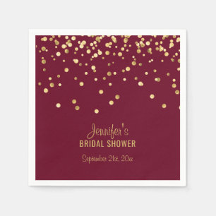 Personalisiertes BURGUNDY Red Gold Brautparty Serviette