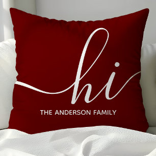 Personalisiertes Burgundy Script Hi Kissen