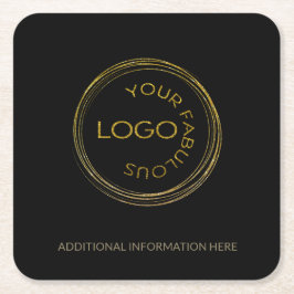 Personalisiertes Business Black Gold Logo hinzufüg Rechteckiger Pappuntersetzer