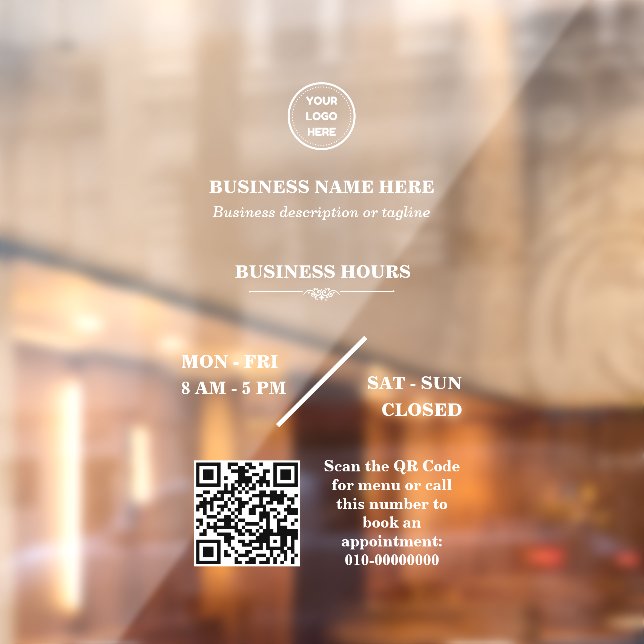 Personalisiertes Business-Logo-Store - Öffnungszei Fensteraufkleber (Blatt 2)