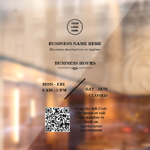 Personalisiertes Business-Logo-Store - Öffnungszei Fensteraufkleber