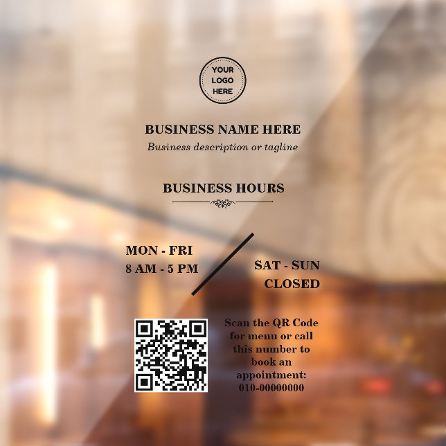 Personalisiertes Business-Logo-Store - Öffnungszei Fensteraufkleber (Blatt 2)