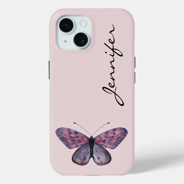 Personalisiertes Butterfly iPhone 15 Telefongehäus Case-Mate iPhone Hülle (Rückseite)