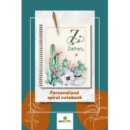 Personalisiertes Cactus Monogram Notebook Notizbuch
