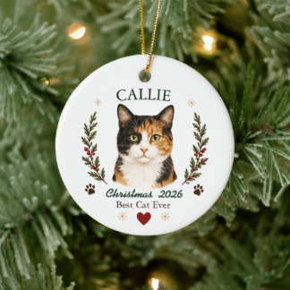 Personalisiertes Calico-Katze Weihnachten Keramik Ornament