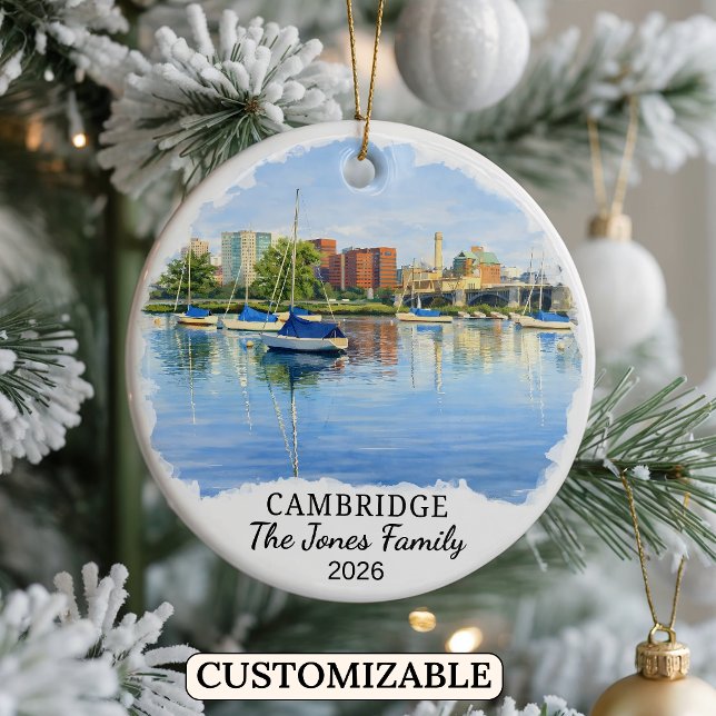 Personalisiertes Cambridge-Ornament, Massachusetts Keramik Ornament (Von Creator hochgeladen)
