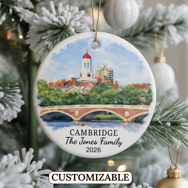 Personalisiertes Cambridge-Ornament, Massachusetts Keramik Ornament (Von Creator hochgeladen)