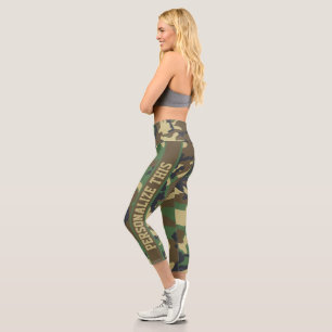 Personalisiertes Camouflage Green Brown Muster Capri Leggings