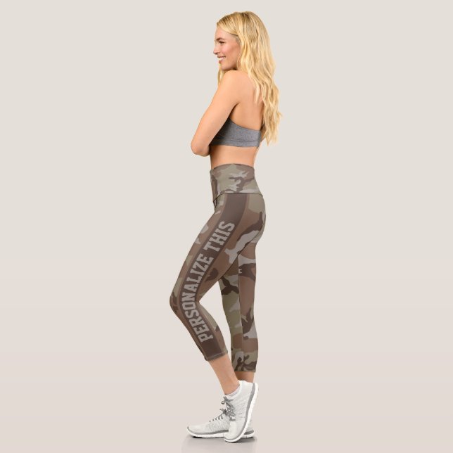 Personalisiertes Camouflaged Brown Muster Capri Leggings (Links)