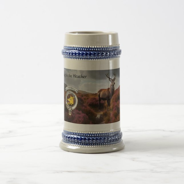 Personalisiertes Campbell-Clan-Abzeichen & Hirsch Bierglas (Mittel)