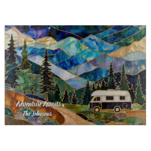 Personalisiertes Camper Glas Schneidbrett Abenteue Schneidebrett