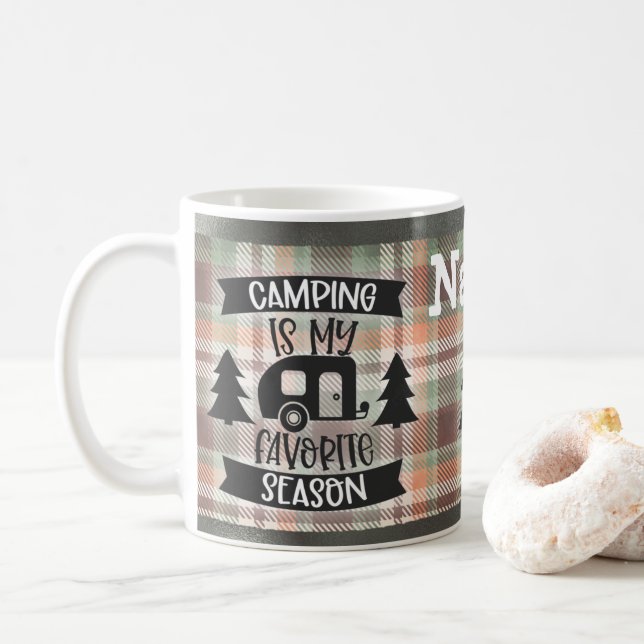 Personalisiertes Camping Camper Design Kaffee Tass Kaffeetasse (Mit Donut)