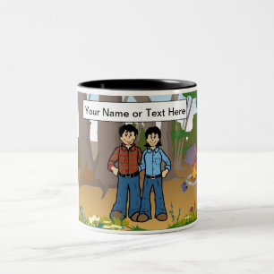 PERSONALISIERTES CAMPING - CARTOON ZWEIFARBIGE TASSE