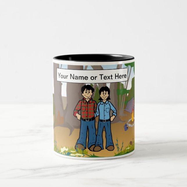 PERSONALISIERTES CAMPING - CARTOON ZWEIFARBIGE TASSE (Mittel)