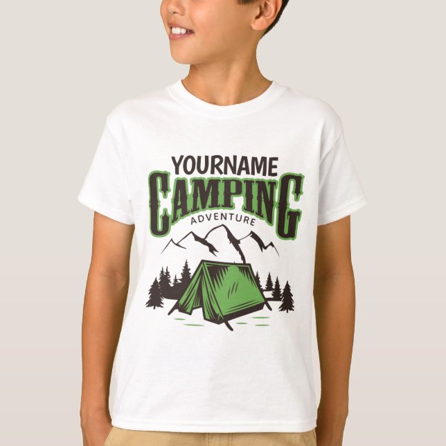 Personalisiertes Camping Familiencampingabenteuer T-Shirt (Vorderseite)