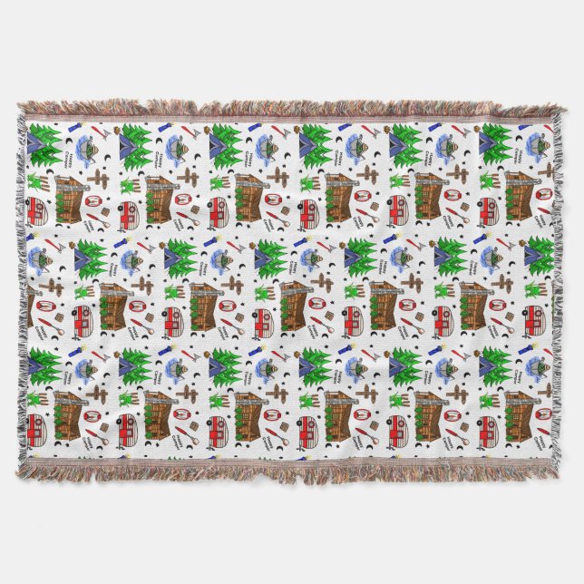 Personalisiertes Camping Themed Happy Camper Decke (Vorderseite)