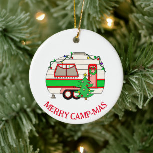 Personalisiertes Camping Weihnachten Keramik Ornament