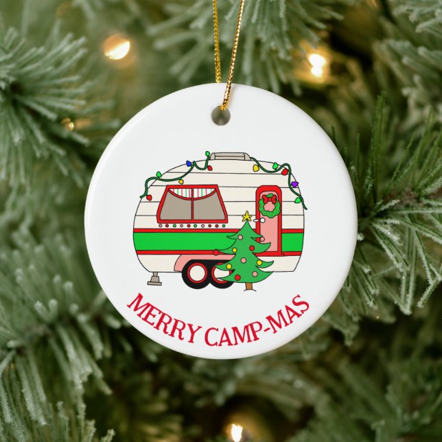 Personalisiertes Camping Weihnachten Keramik Ornament (Baum)