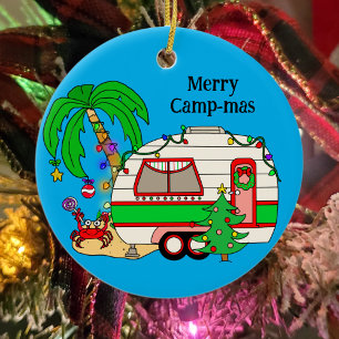Personalisiertes Camping-Weihnachtsthema Keramik Ornament