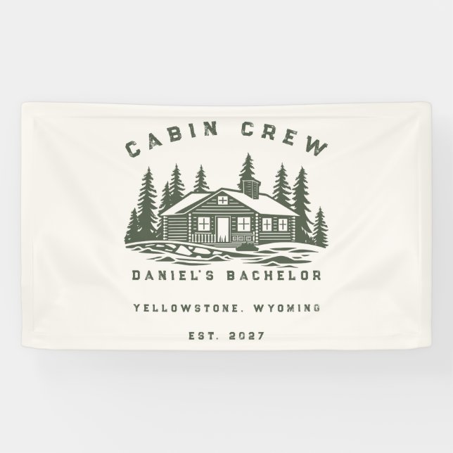 Personalisiertes Camping-Wochenende-Junggesellenab Banner (Horizontal)
