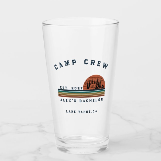 Personalisiertes Camping-Wochenende Junggesellenab Glas (Vorderseite)