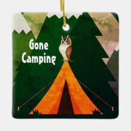Personalisiertes Camping ~Zelt und Weihnachten Keramikornament