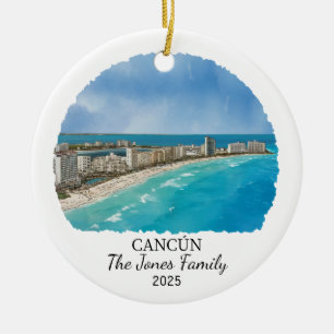 Personalisiertes Cancun-Ornament, Mexiko-Geschenk Keramik Ornament