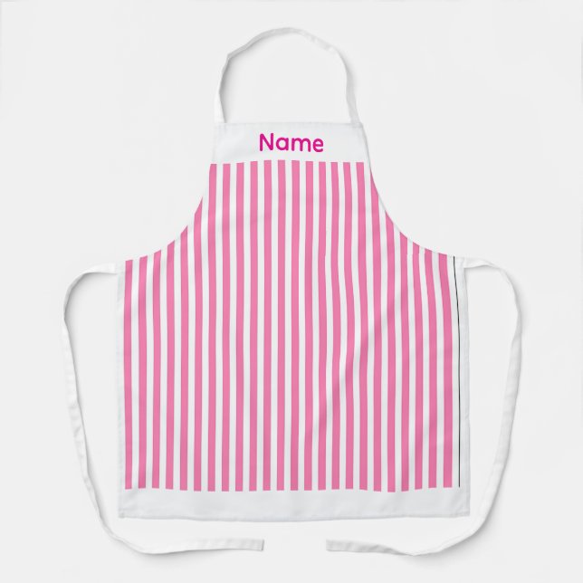 Personalisiertes Candy Stripe Pink Schürze (Vorderseite)