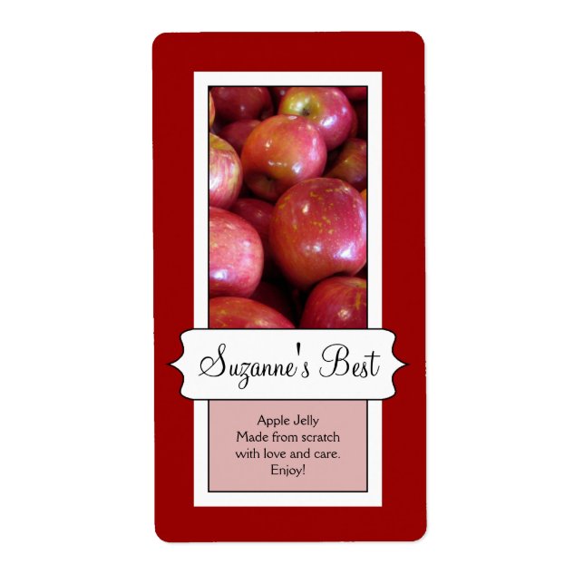 Personalisiertes Canning Jar Label, Apfel (Vorne)