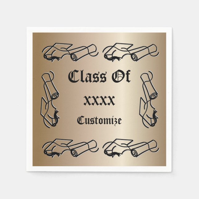 Personalisiertes Cap & Diploma Class-Event Napkins Serviette (Vorderseite)