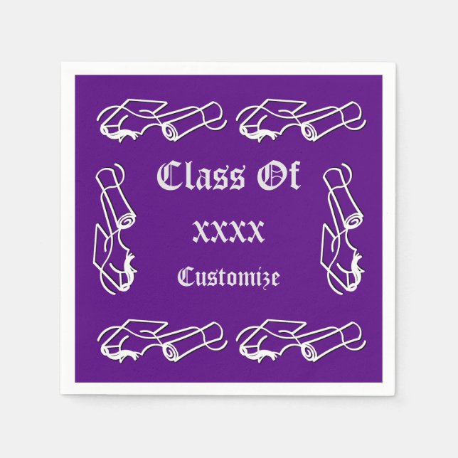 Personalisiertes Cap & Diploma Class-Event Napkins Serviette (Vorderseite)