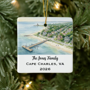 Personalisiertes Cape Charles, Virginia Weihnachte Keramikornament