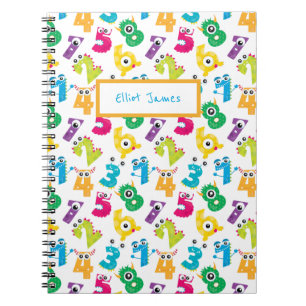 Personalisiertes Cartoon-Monster-Zahlenmuster Math Notizblock