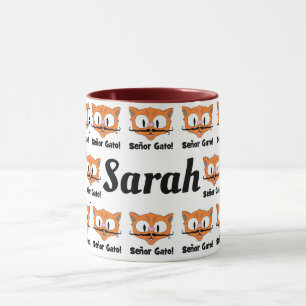 Personalisiertes Cartoon-Schnurrbart-Katzen-Muster Tasse